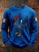 T-shirt à manches longues imprimé gaufré France Le Coq Gaulois pour homme